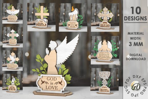 3D Christian Stand Decor: Perfect for Laser Cutting Ornaments