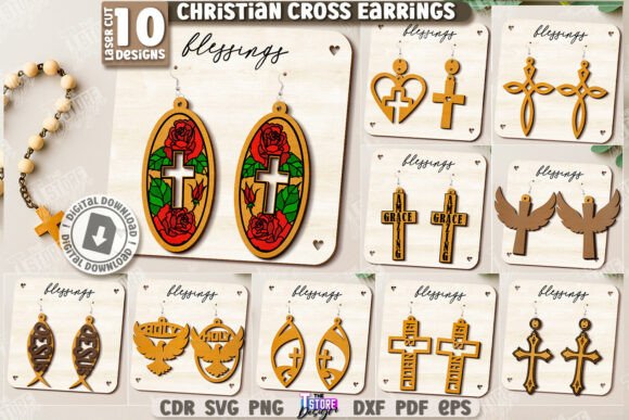 Christian Cross Earrings: A Laser Cut Set for Modern Design