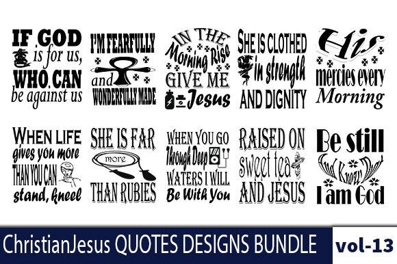Christian-Jesus 10 Quotes Designs: A Crafts and Graphics Bundle