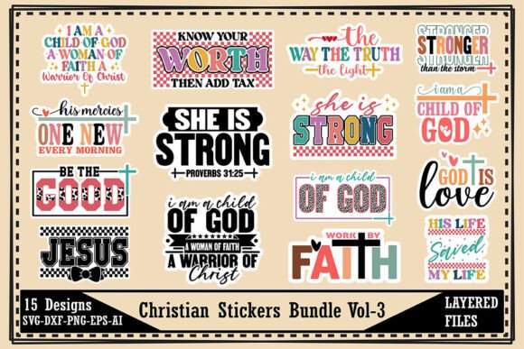 Christian Stickers Bundle Vol-3: Perfect for Crafts and Graphics