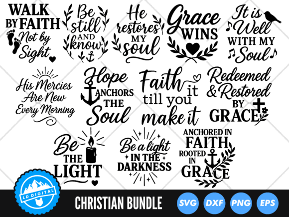 Christian SVG Bundle: 12 Faith Designs for Crafts