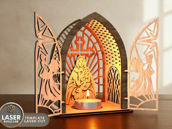 Elegant Nativity Lantern: A Winter Amp Laser Cutting Asset