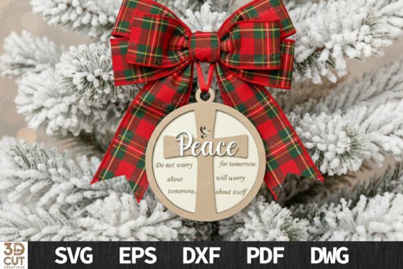 Elegant Peace Cross Christmas Ornament