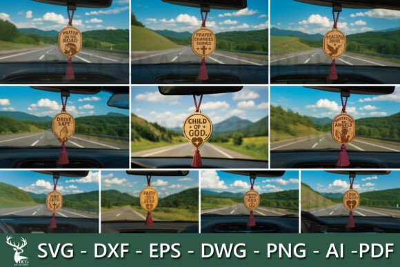 Laser Cut Car Hanger Bundle SVG: Faithful Ornaments for Crafters