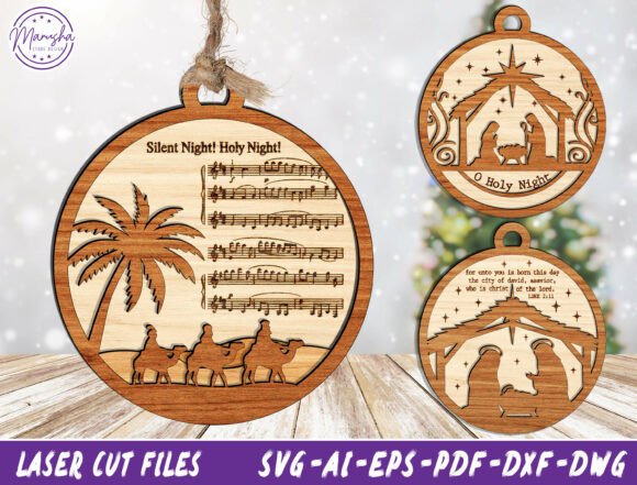 Nativity Ornament Svg Bundle for Winter Amp Laser Cutting