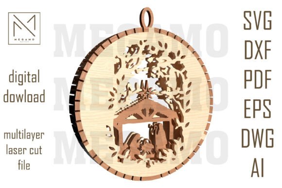 Nativity Scene Ornament SVG Layered